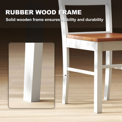 Farmhouse Dining Table Chairs, Set of 2 Rubber Wood Kitchen Table Chairs with Open Back for Living Room, Light Gray