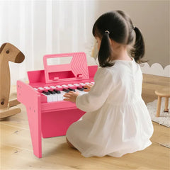 25 Keys Mini Digital Piano For Kids Age 3+, Lighted Teaching Mode With 6 Tones & 15 Demo Songs-Pink
