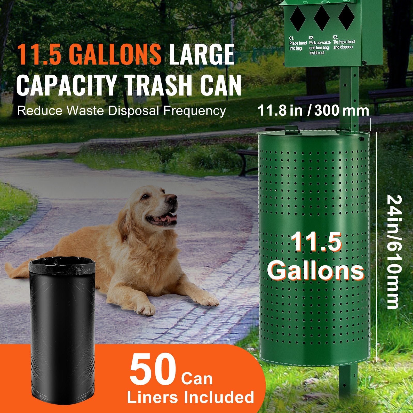 Dog Waste Station 11.5 Gallons Outdoor Dog Poop Station With 600 Bags