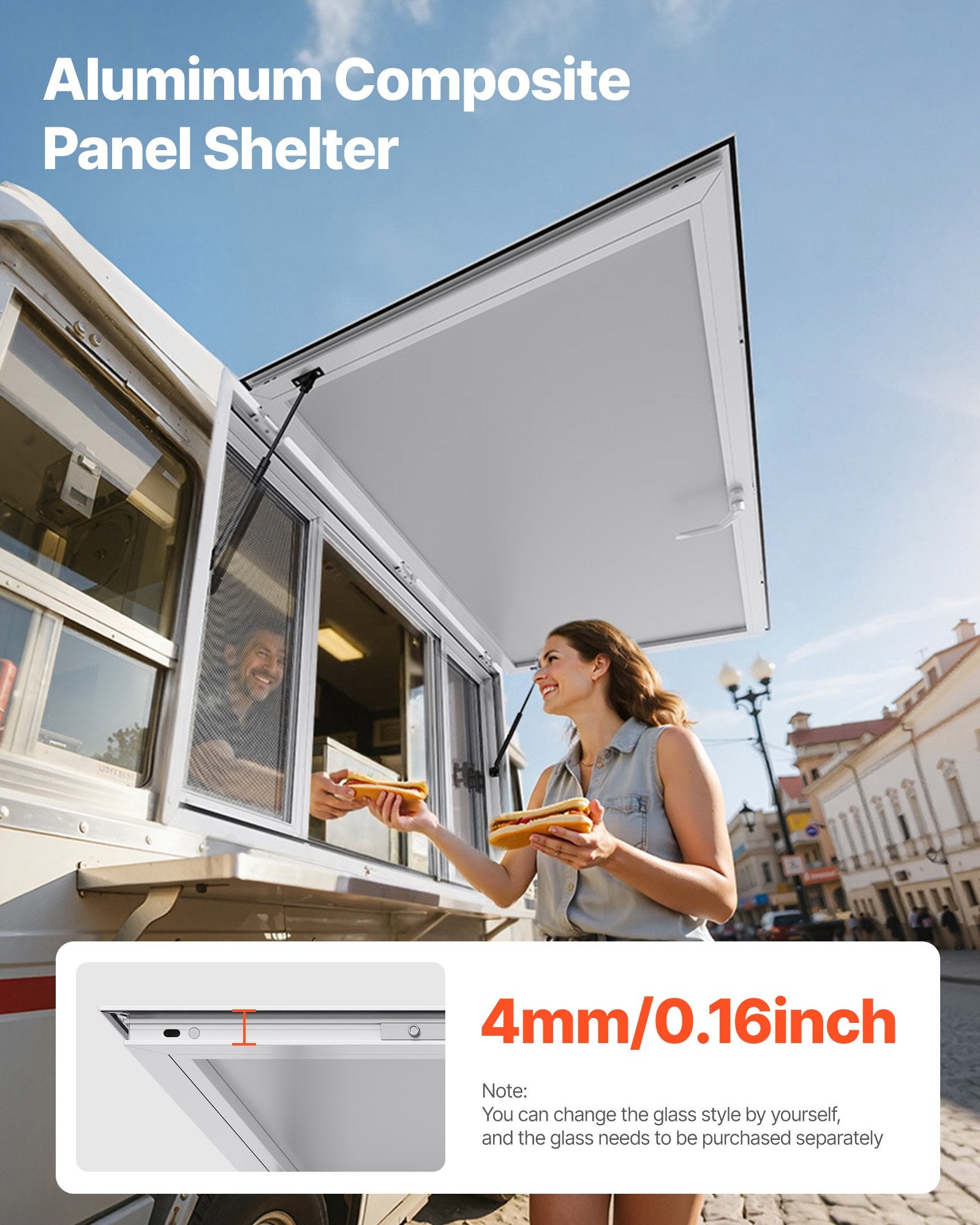 60x36in Concession Stand Serving Window Food Truck Service Awning Aluminum Alloy