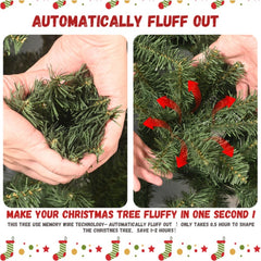 Artificial 7ft Green Christmas Tree With 1348PVC Hard Needle Mixed Branch Tips