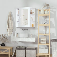 Bathroom Medicine Cabinet with Mirror, Bathroom Mirror Cabinet, Wall Mount Mirror Medicine Cabinet with Multiple Storage Shelves, White
