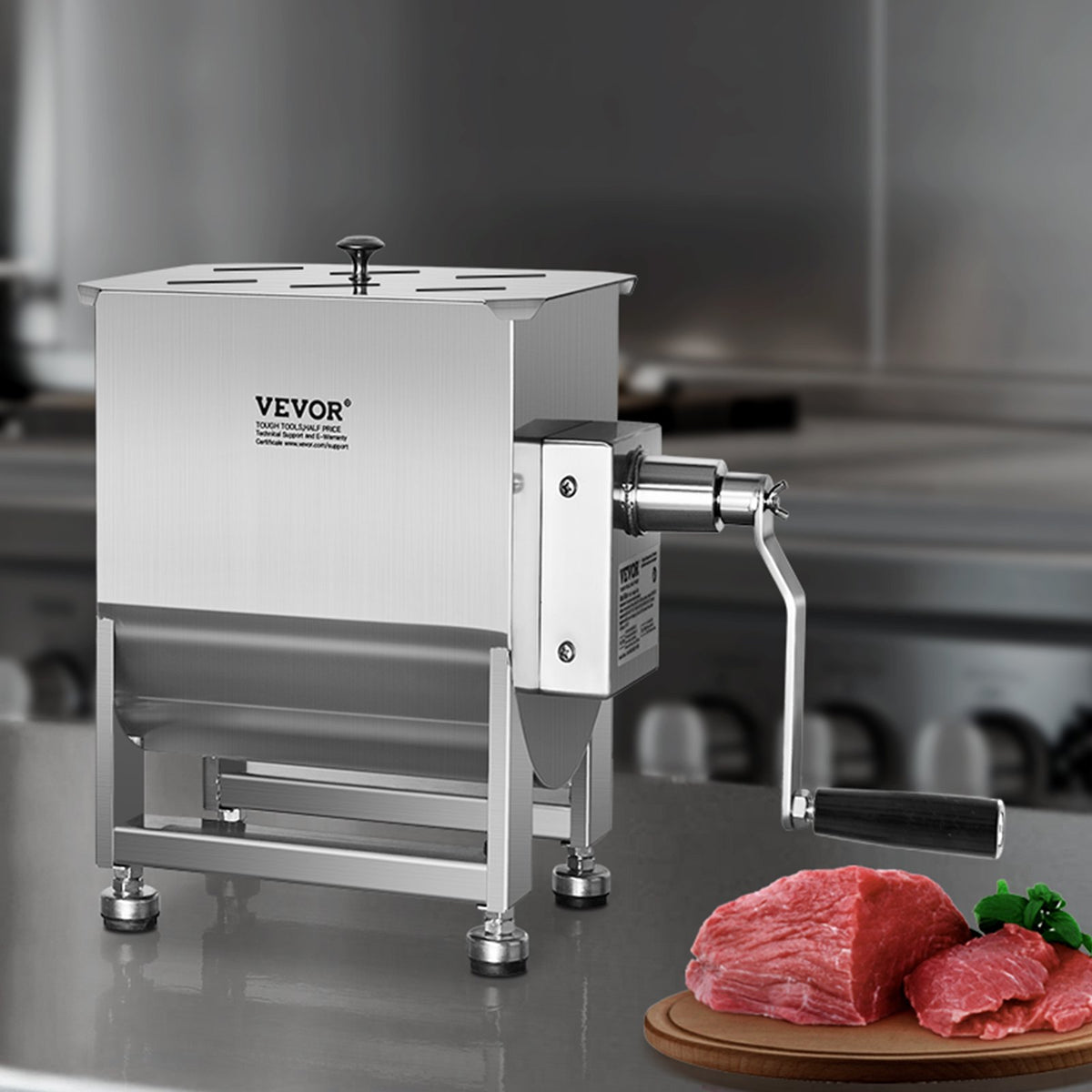 Manual Meat Mixer  Tank Mixing Max 15LB For Meat Sausage Mixer Machine Silver