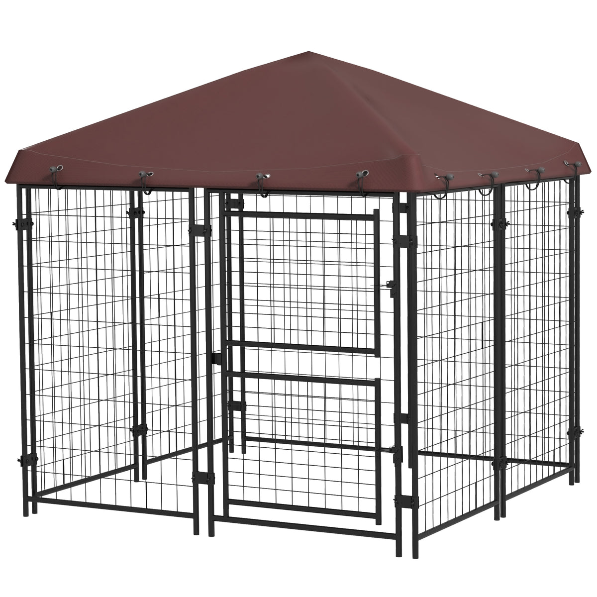 4.6' x 4.6' x 5' Dog Kennel Outdoor with Waterproof Canopy, Large Door