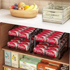 4-Tier Soda Can Organizer Rack - Set Of 2 Stackable Beverage Dispenser For Refrigerator - Holds 48 Cans