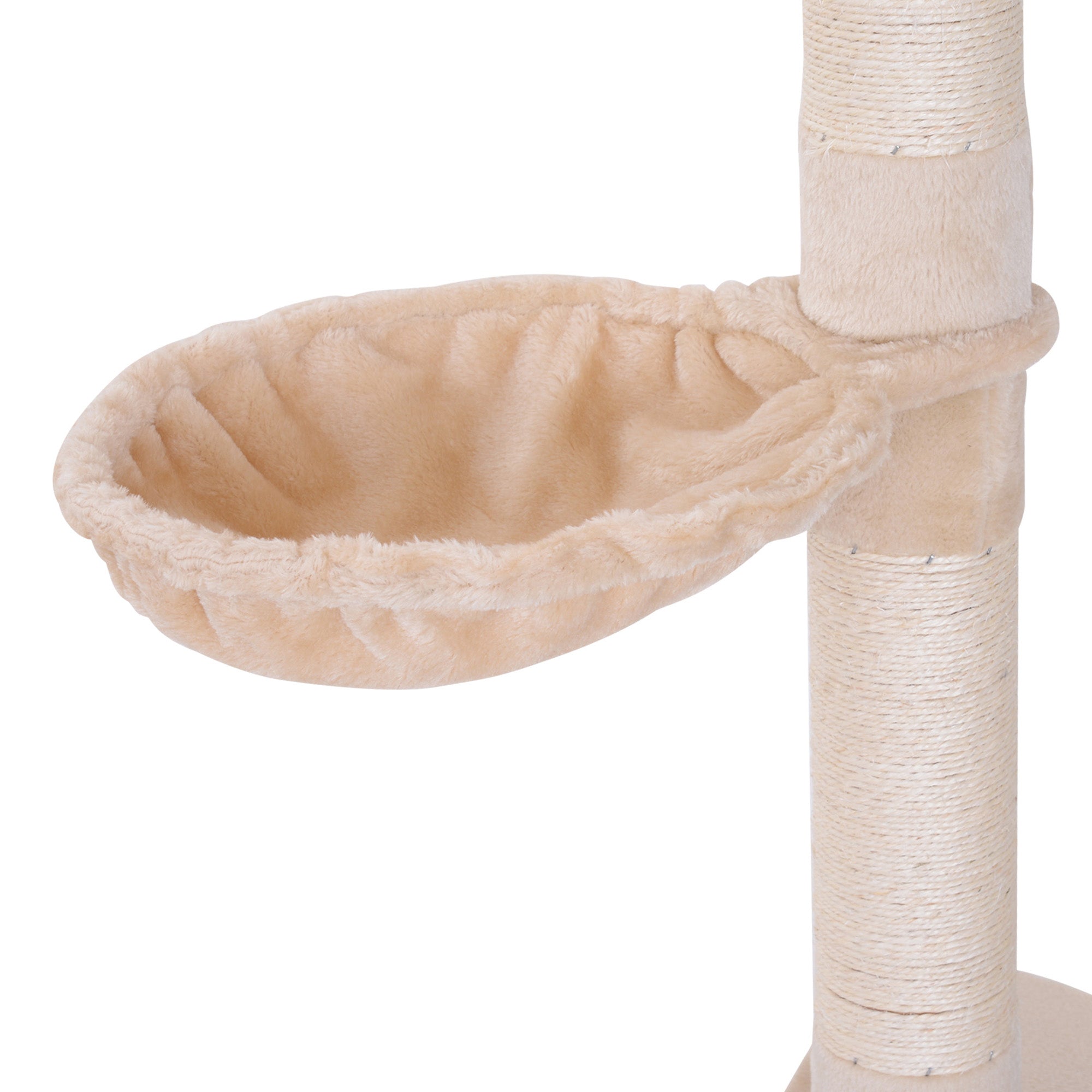 102" Adjustable Height Floor to Ceiling Cat Tree, 5 Level Cat Tower with Scratching Posts, Hammock, Beige