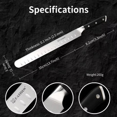 10-inch Carbon Steel Chef Knife For Beef, Turkey, And Ham, With Triple Rivet Handle