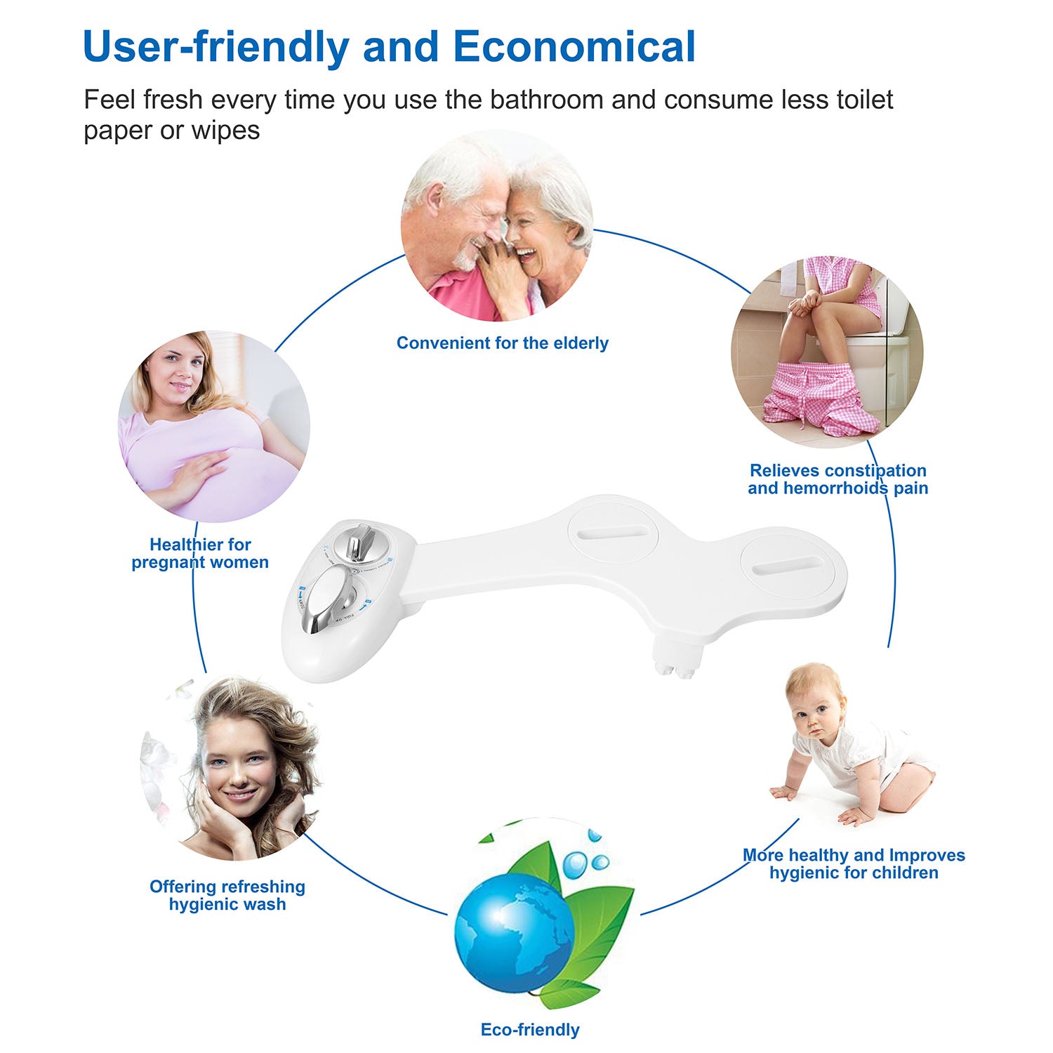 Cold Water Spray Bidet Self-Cleaning Dual Nozzle Bidet Feminine Wash Non Electric Mechanical Toilet Seat Cover