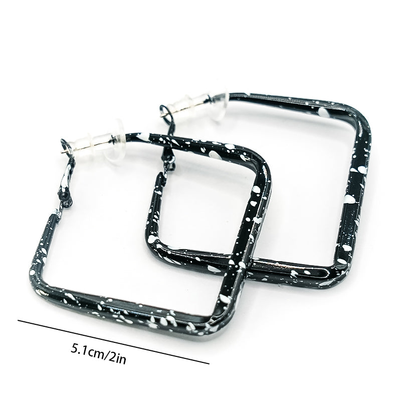 Square Black&White Earrings-1508