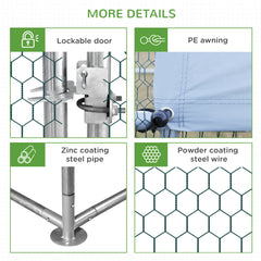 Large Chicken Coop Metal Chicken Run with Waterproof and Anti-UV Cover, Spire Shaped Walk in Fence Cage Hen House for Outdoor and Yard Farm Use, 1" Tube Diameter, 9.8' x 6.6' x 6.6'