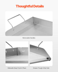 32x16 In Flat Top Griddle Stainless Steel Universal BBQ Grill Pan Cookware