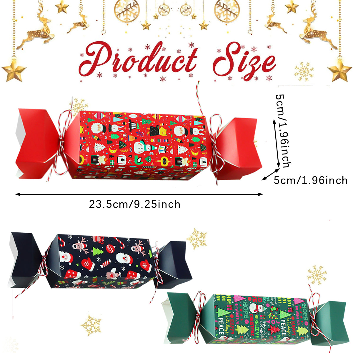 12 Pcs Christmas Candy Shaped Treat Boxes Santa Claus Snowman Christmas Tree Paper Gift Boxes Candy Storage Boxes Packing Boxes Decoration For Christmas Birthday Wedding Party Ornament Container