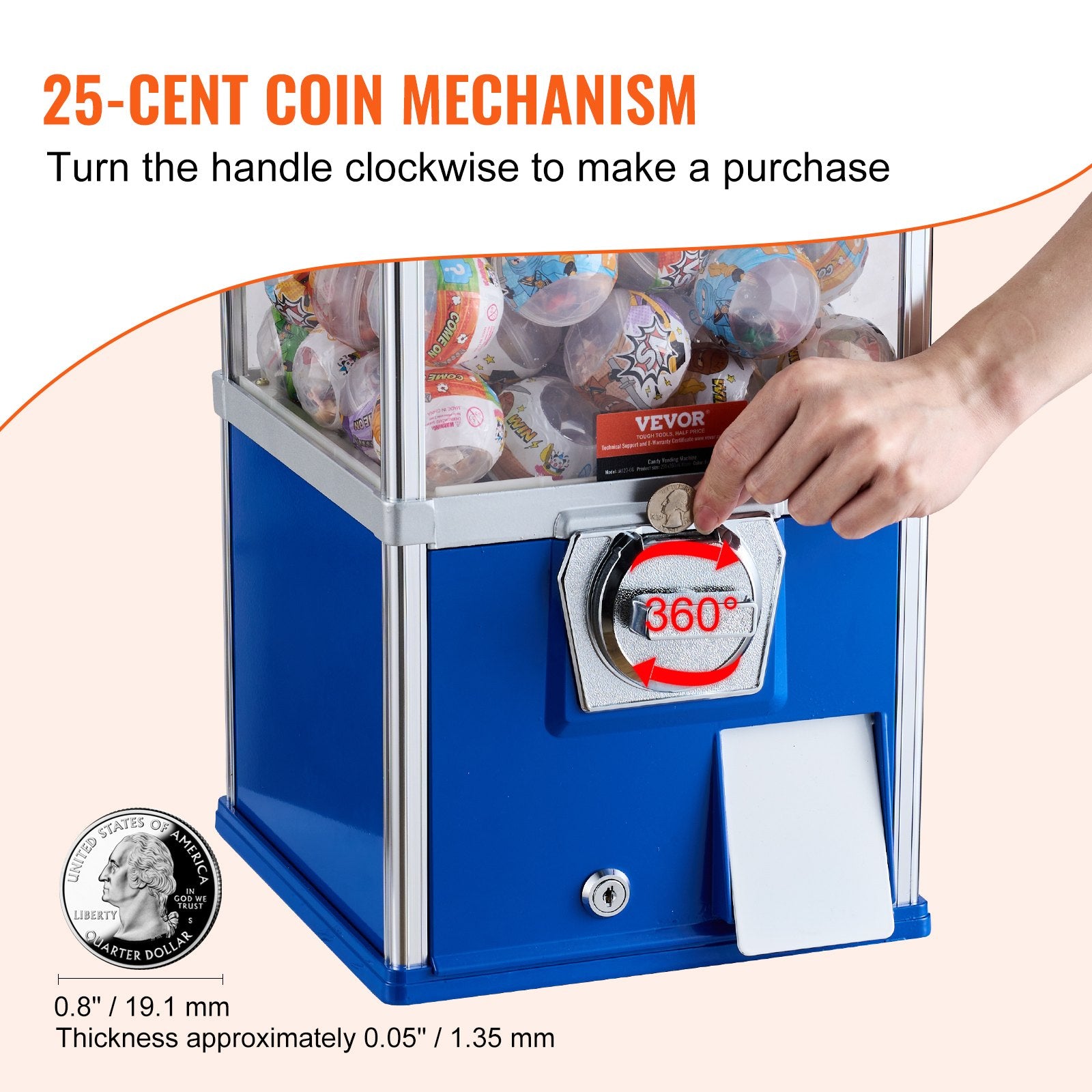 25'H Gumball Machine Vending Coin Bank Vintage Gumballs Dispenser PS Bule