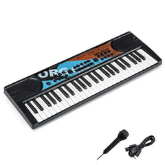 49 Keys Kids Electronic Keyboard With Microphone, 8 Tones & Rhythms Educational Music Toy For Age 3+ - Black