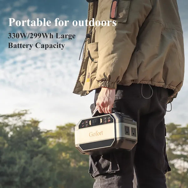 Gofort 330W Portable Power Station, 299Wh Solar Generator Backup Power Supply With 2X 110V AC Outlets, 4X 12V DC Outlets And 4X USB Outlets For Outdoor Camping, RV Travel, CPAP, Home Emergency Power