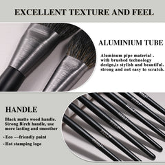 High-quality Makeup Brushes With Wooden Handles, Premium Natural 10pcs Makeup Brushes.