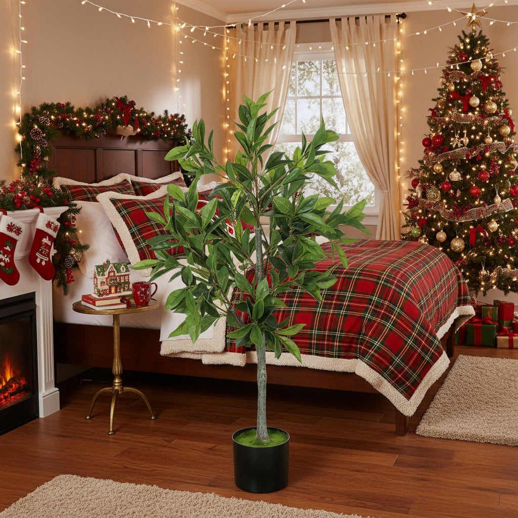 Artificial Tree Christmas Potted Plant Natural Green Holiday Decor For Living Room Office Home
