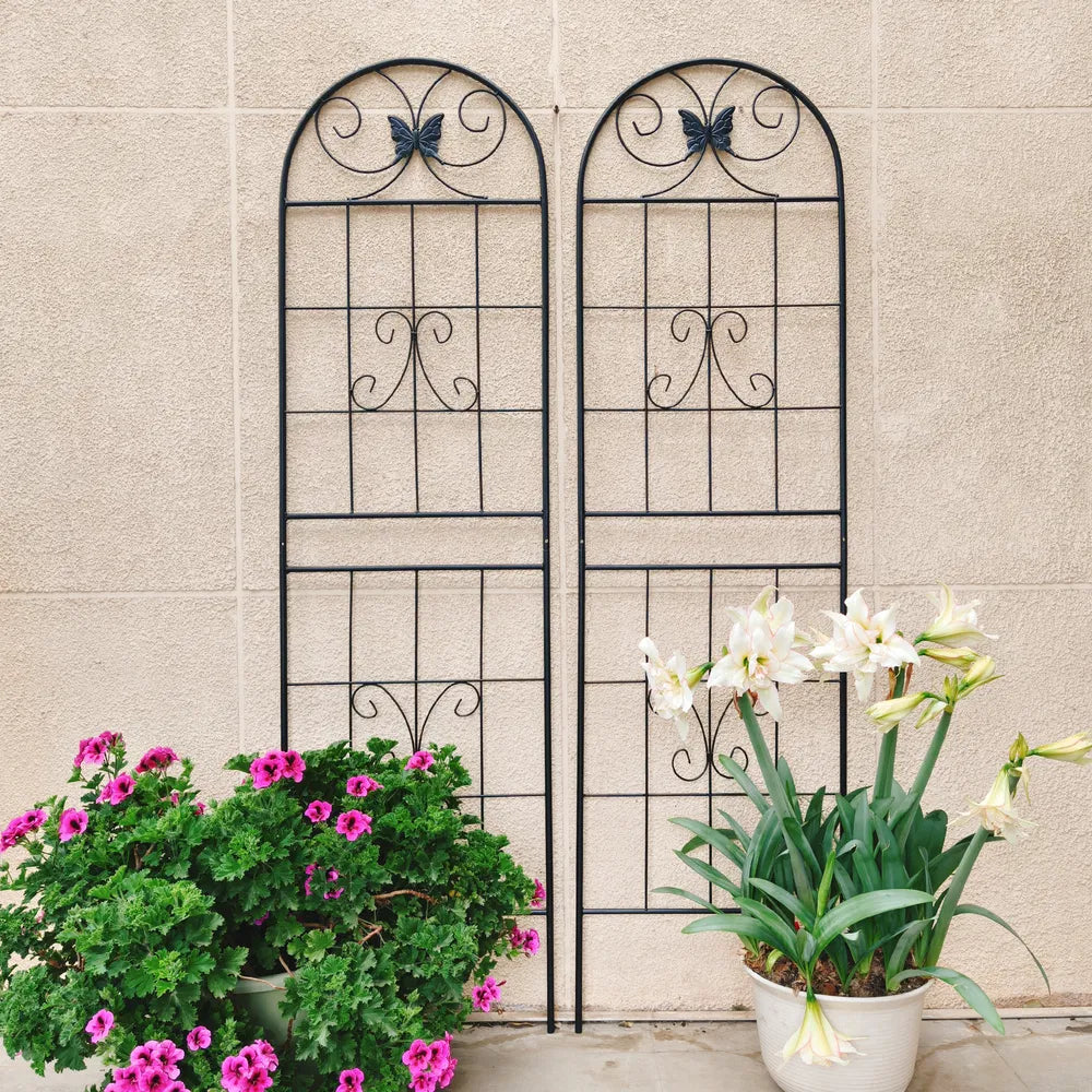 2 Pack Metal Garden Trellis 71" X 19.7" Rustproof Trellis For Climbing Plants Outdoor Flower Support Black