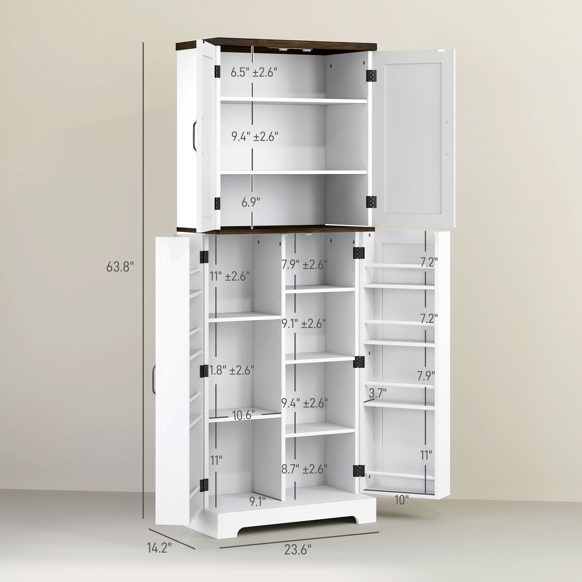 64" Tall Kitchen Pantry Cabinet with Motion Sensor Light