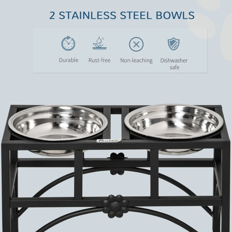 Double Stainless Steel Heavy Duty Dog Food Bowl Elevated Pet Feeding Station
