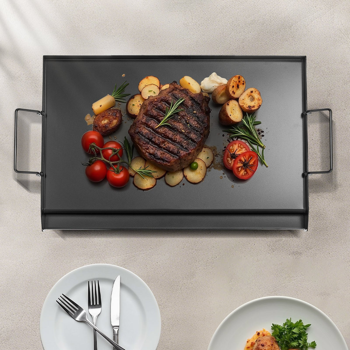 24x16 In Flat Top Griddle Carbon Steel Universal BBQ Grill Pan Cookware