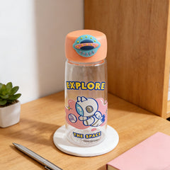 Astronaut Cat Plastic Bottle 400ml-Pink