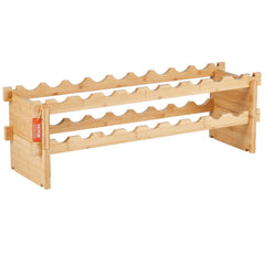 18 Bottle Stackable Modular Wine Rack Bamboo Wood Display Shelf 2-Tier