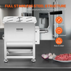 Manual Meat Mixer  Tank Mixing Max 15LB For Meat Sausage Mixer Machine Silver