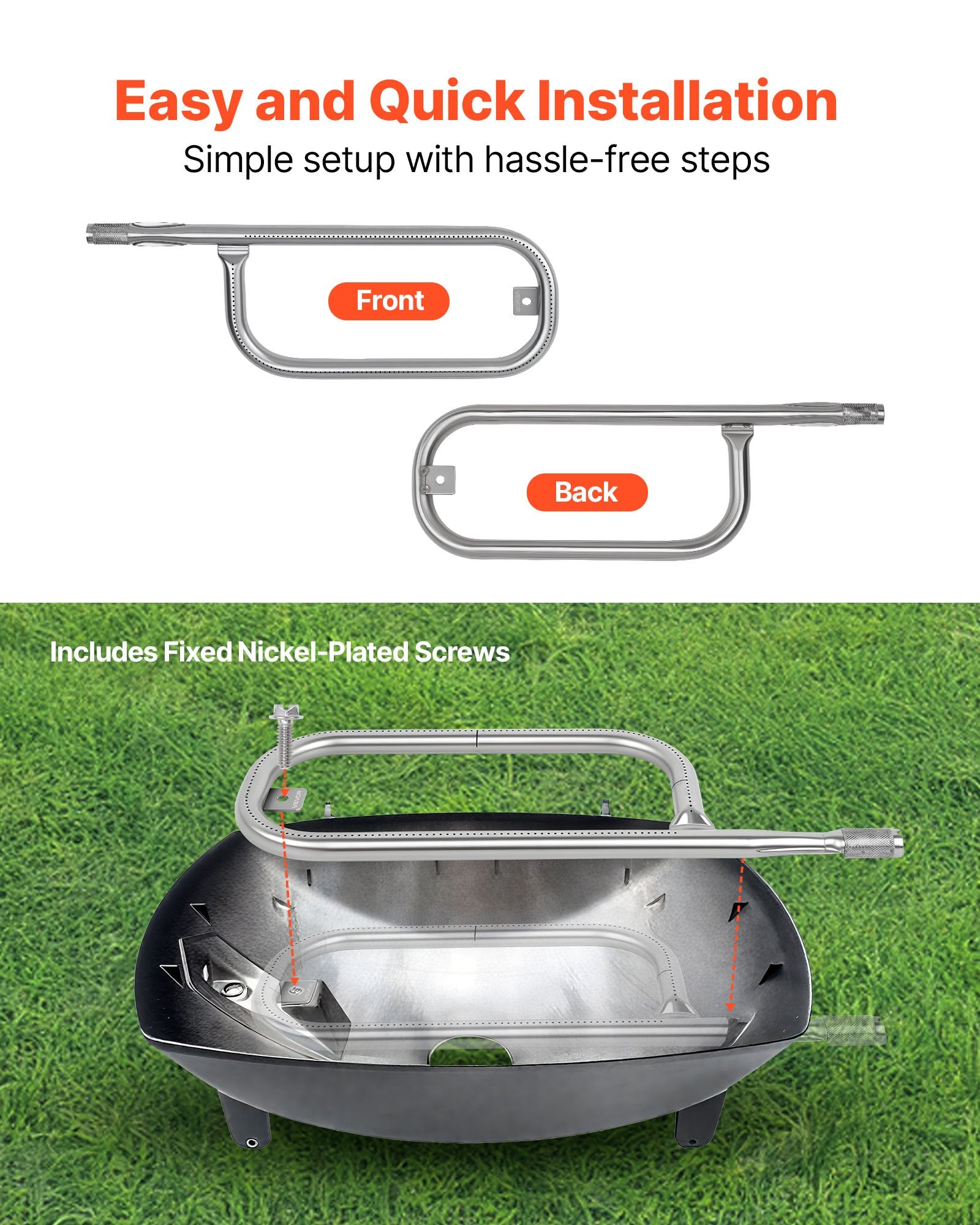 Stainless Steel Tube Burner For Weber Q100 Q120 Q1000 Q1200 Baby Q Grills