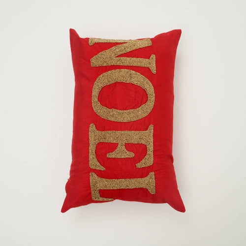 Handmade Red Noel Bead Wooden Pillow