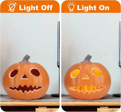 Lantern Halloween Pumpkin Lights- Waterproof Pre-lit Pumpkin Lighted JackoLantern For Halloween Porch, Party, Front Door, Fireplace Indoor And Outdoor Holiday Decorations, Sad Face, 10 Inch