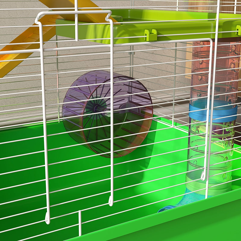 23" 5-Tier Hamster Cage with Wheel and Water Bottle, Green