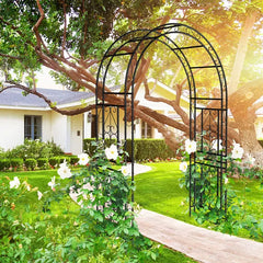 Metal Garden Arch L59'' X W17.71'' X H90.55'' Climbing Plants Support Rose Arch Outdoor Black