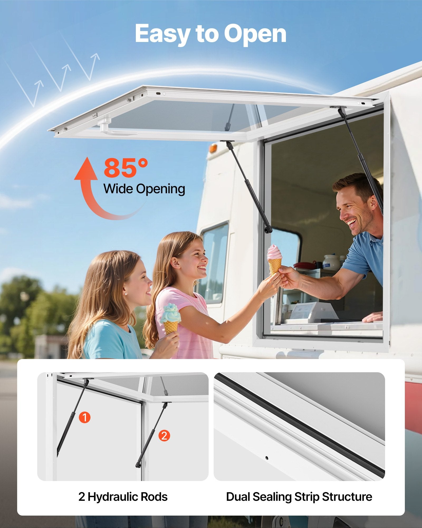 36x36in Concession Stand Serving Window Food Truck Service Awning Aluminum Alloy