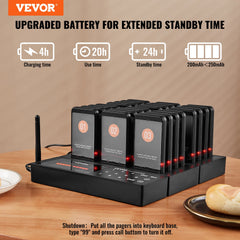 Restaurant Pager System, Wireless 400m Long Range Lineup Waiting Queue Signal, Guest Customer Calling Beepers With Vibration & Flashing, 24 Buzzers For Food Truck, Church, Nursery, Hospital