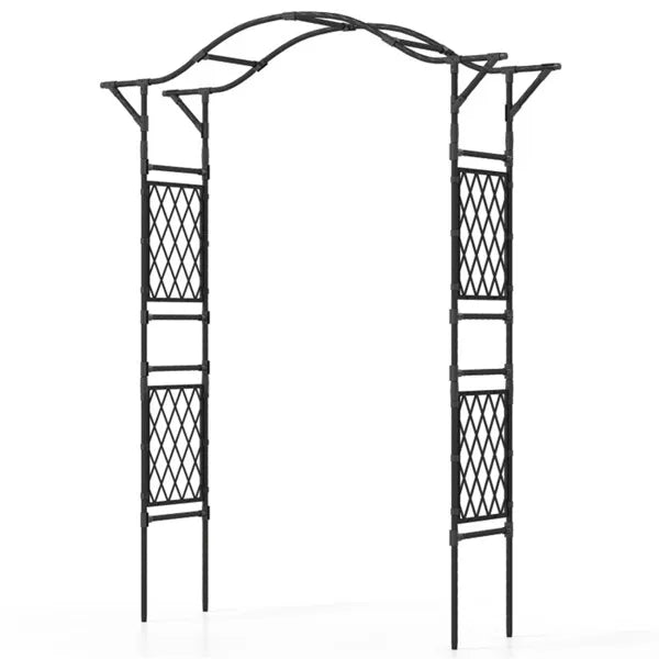 Garden Arch Trellis - PE-Coated Metal, 67"x15.5"x83" Plant Support For Climbing Vines