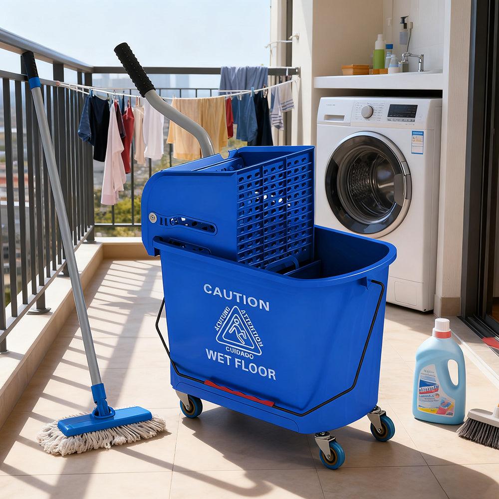 Compact Mop Bucket With Wringer, Mop Bucket On Wheels, 21 Quart, Separate Dirty And Clean Water, Black,TikTok Prohibits Sales