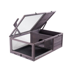 Tortoise Habitat Wooden Tortoise House Indoor & Outdoor 2-Room 38x24x13in
