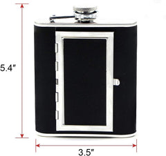 Stainless Steel Flask, Leak-proof Pocket Hidden Flasks With Built-in Cigarette Case And Leather Wrapped Cover, Black Hip Flask And Mini Funnel Set For Liquor For Men And Women