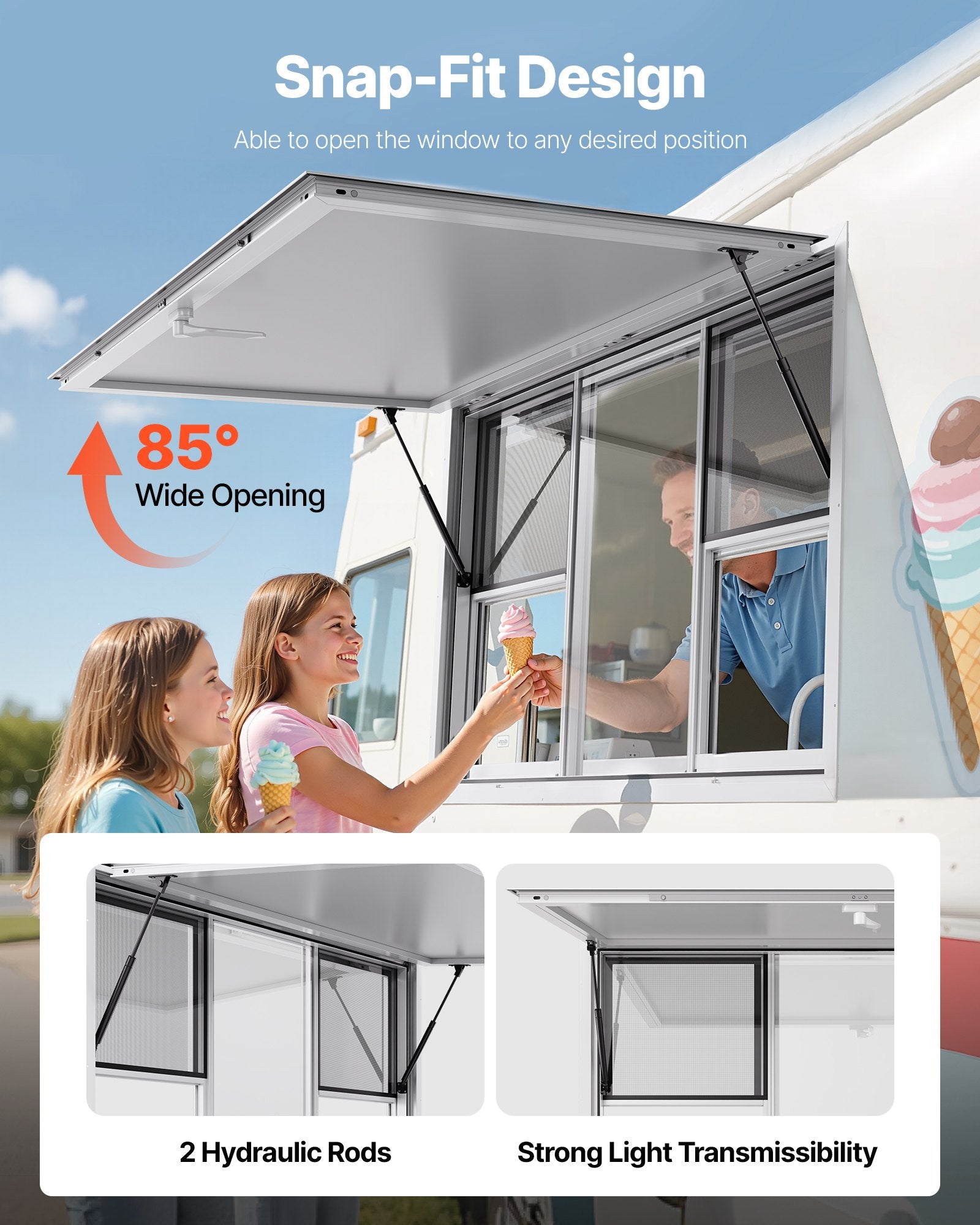 60x36in Concession Stand Serving Window Food Truck Service Awning Aluminum Alloy