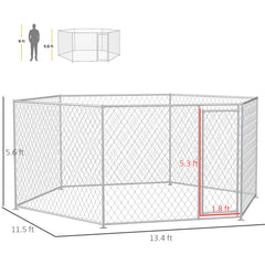 Dog Kennel Outdoor For Medium And Large-Sized Dogs With Lockable Door, Silver