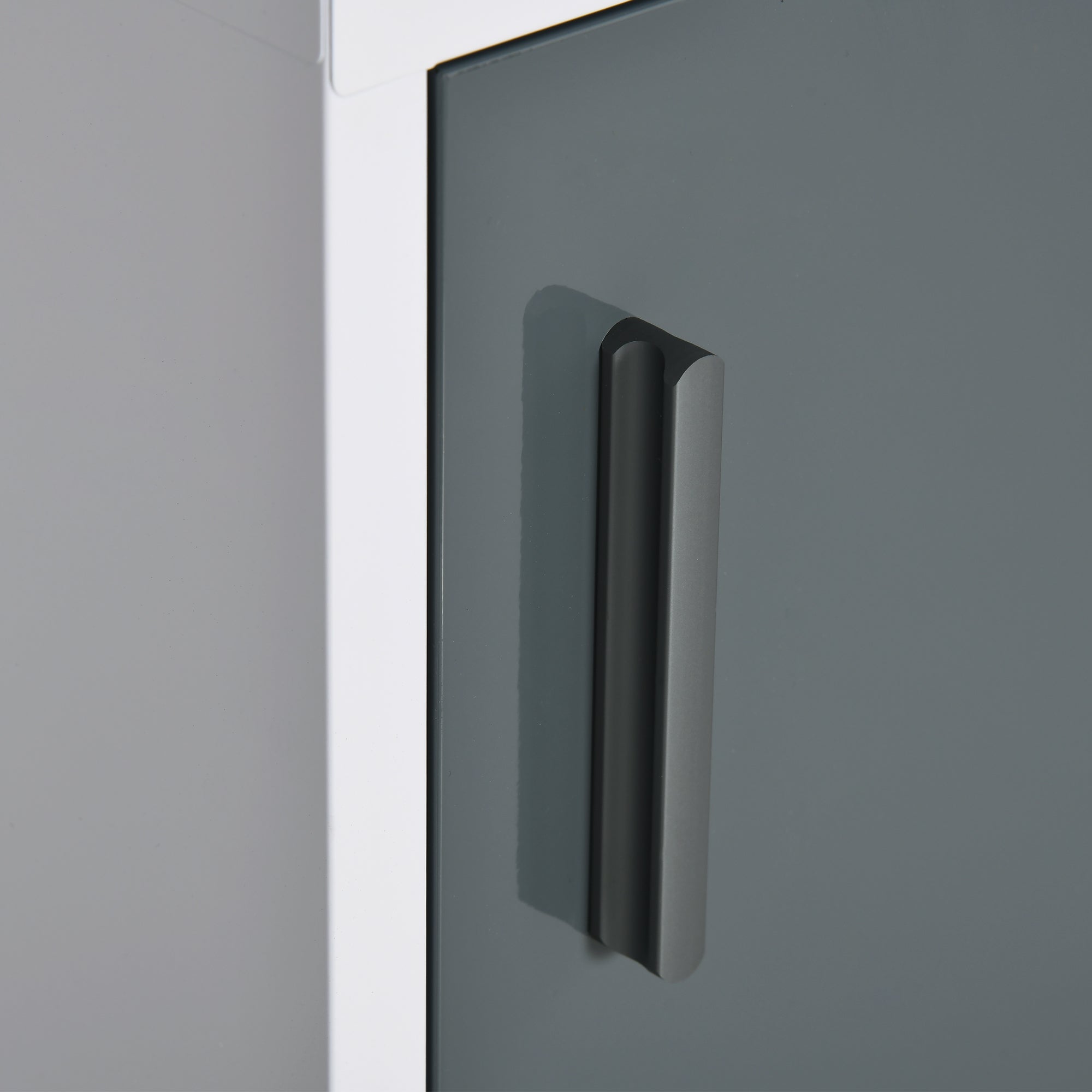 Bathroom Medicine Cabinet with Shelves Inside & On Door, Locking Medical Cabinet for Child & Pet Safety, First Aid Bathroom Wall Cabinet, White and Gray