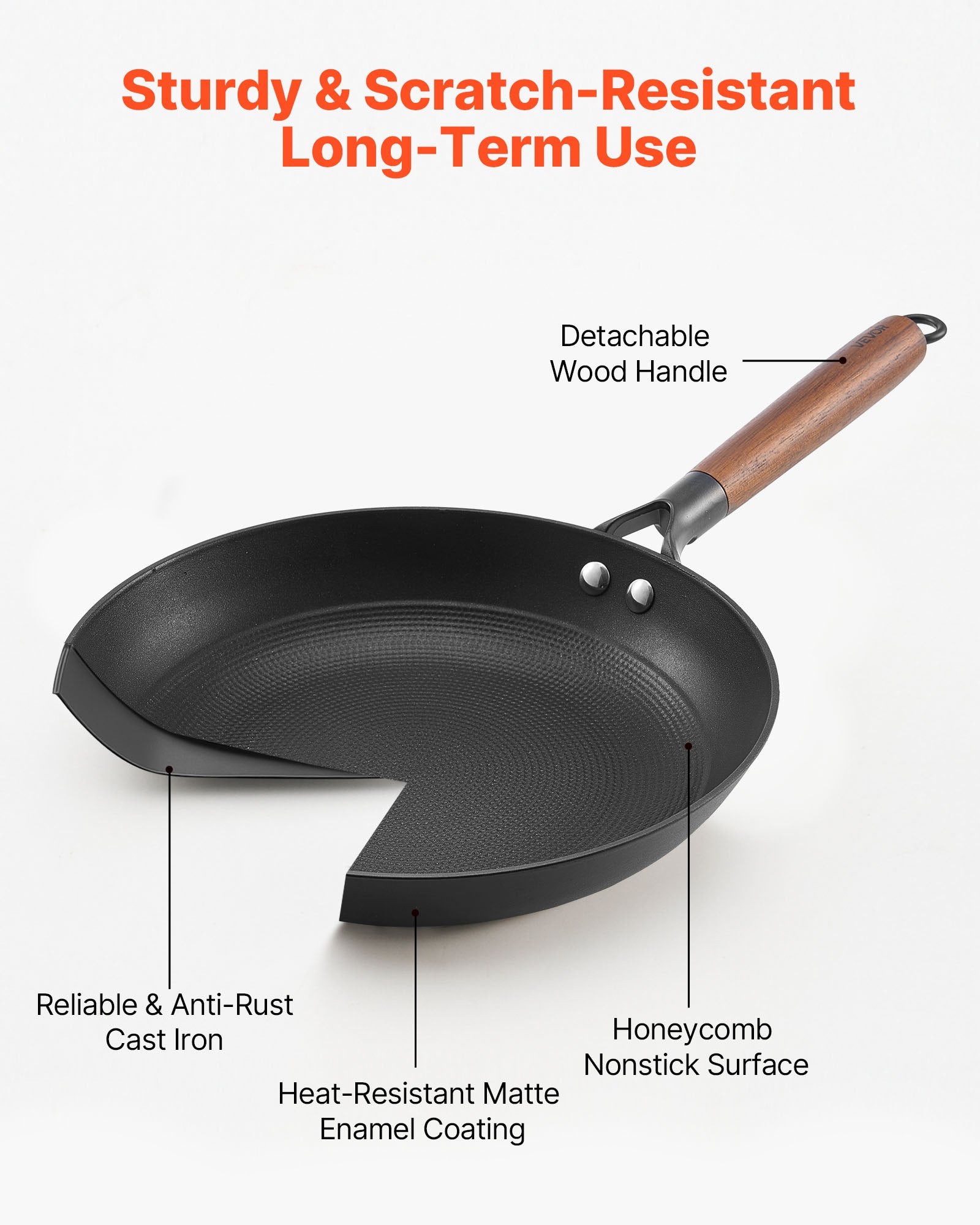 3 Piece Cast Iron Skillet Frying Pan Set 8 10 12 In Pre-Seasoned Nonstick Black