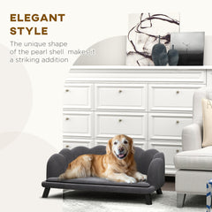 Pearl Design Pet Sofa for Medium and Large Sized Dogs, Pet Bed with Cushion and Solid Wood Legs, Charcoal Gray