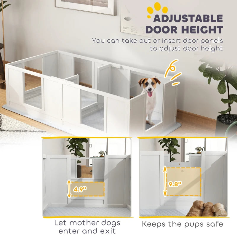 Double Room Design Whelping Box For Dogs With Whelping Pad