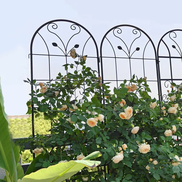 4 Pack Metal Garden Trellis 86.7" X 19.7" Rustproof Trellis For Climbing Plants Outdoor Flower Support Black