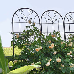 4 Pack Metal Garden Trellis 86.7" X 19.7" Rustproof Trellis For Climbing Plants Outdoor Flower Support Black