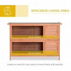 2-Story Large Rabbit Hutch Bunny Cage Wooden Pet House Small Animal Habitat With Lockable Doors, No Leak Tray And Waterproof Roof For Rabbits, Chickens, Ducks, Outdoor Indoor Natural