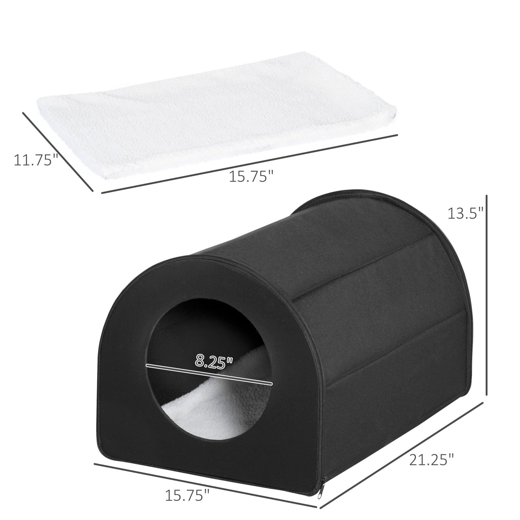 Winter Portable Heated Double Wide Water-Resistant Indoor Outdoor Cat Houses For Multiple Cats - Black
