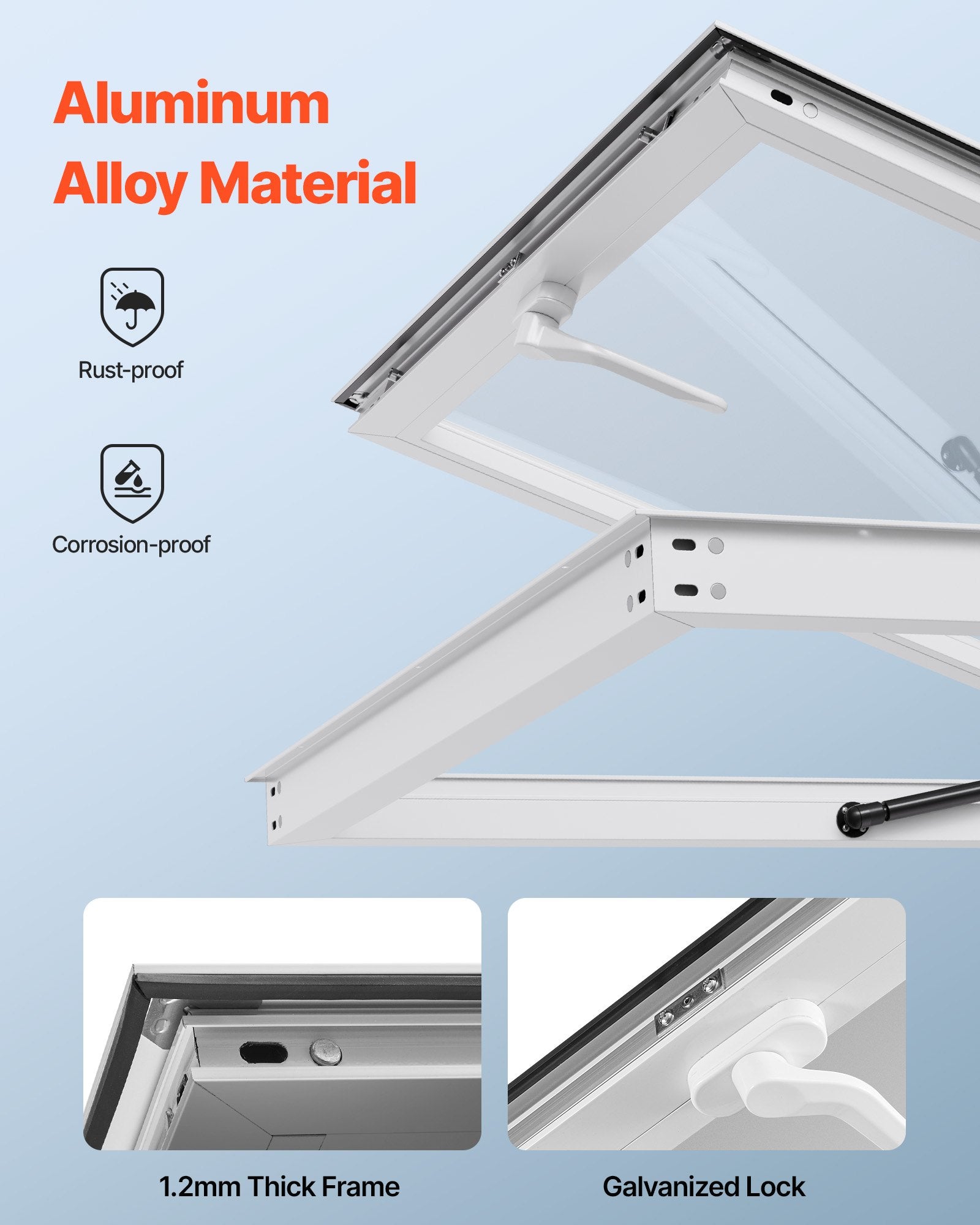36x36in Concession Stand Serving Window Food Truck Service Awning Aluminum Alloy